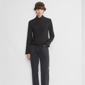 Aritzia Black Satin Calisto Blouse